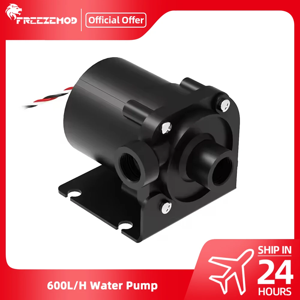 FREEZEMOD Bomba de agua CC sin escobillas 600L/H 9m de elevación alta, con eje de cerámica, puertos múltiples para refrigeración por agua de PC flexible PU-SC600