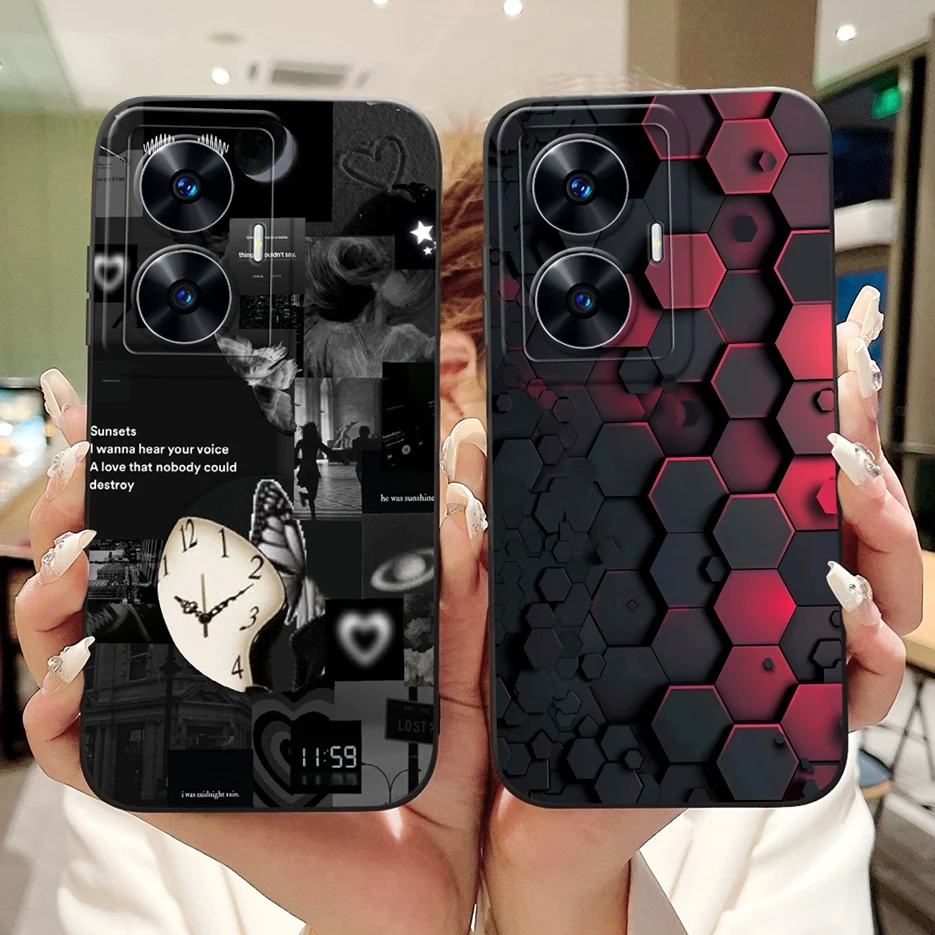 Para Realme C55 funda RMX3710 cubierta pintada de caramelo de lujo suave TPU mate funda de teléfono para Realme Narzo N55 C 55 RealmeC55 Fundas bolsas - imagen 4