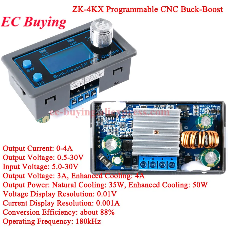 ZK-4KX 5KX DC Buck Boost módulo convertidor CC CV potencia reductor 0,5-30V 4A 0,6-36V 5A 5V 6V 12V 24V 80W ajustable regulado - imagen 4