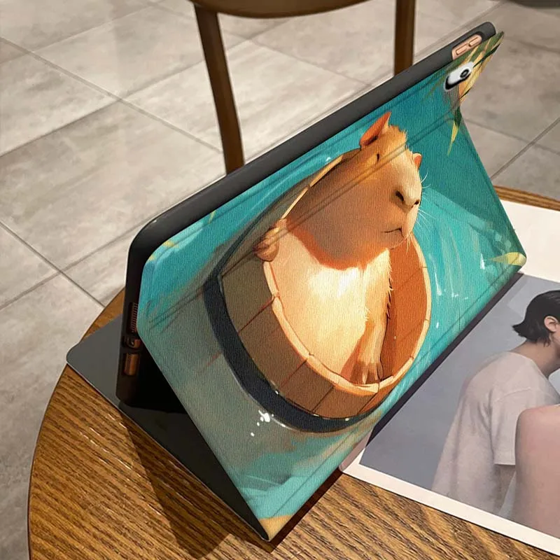 Regalo de dibujos animados de capibara para iPad Pro Air Mini 2 3 4 5 6 7 7th 8th 9th 10th 11th 10,2 9,7 10,5 11 12,9 13 funda para tableta - imagen 3