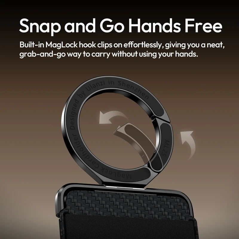 U U.S. ​ Lanzi ML25 MagLock tarjetero soporte para teléfono soporte para teléfono para iPhone 16 15 14 tarjetero portátil con anillo magnético de doble cara - imagen 3