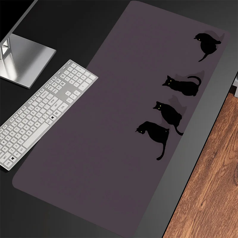 Simple Large Mouse Pad Anime Black Cat Table Mat Keyboard Gamer Decor Mousepad Kawaii Non-slip Mouse Mat Laptop Desk Accessories - imagen 5
