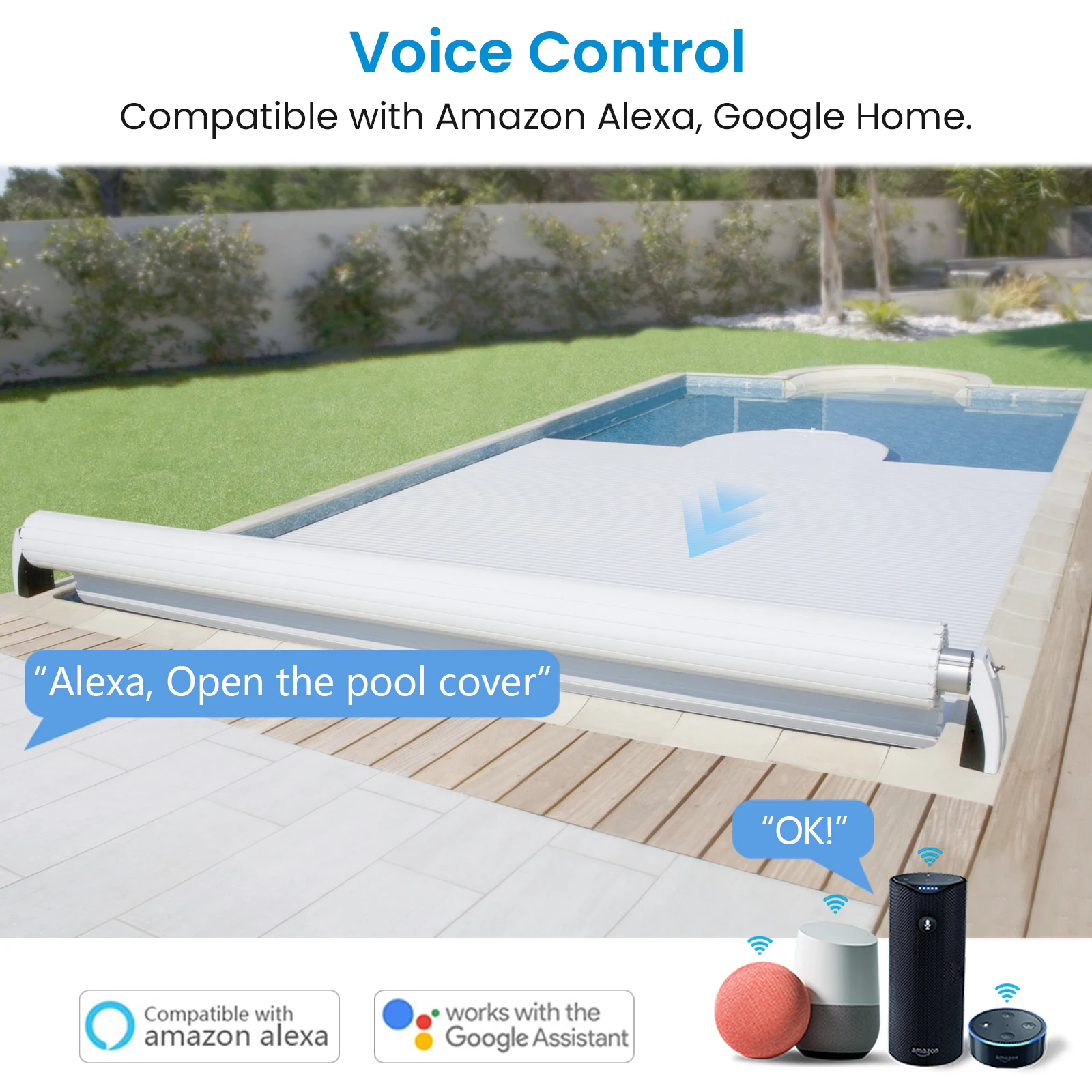 LoraTap Tuya Smart Life DC 12-24V módulo de interruptor para cubierta de piscina Motor eléctrico Control de voz por asistente de Google Alexa - imagen 4