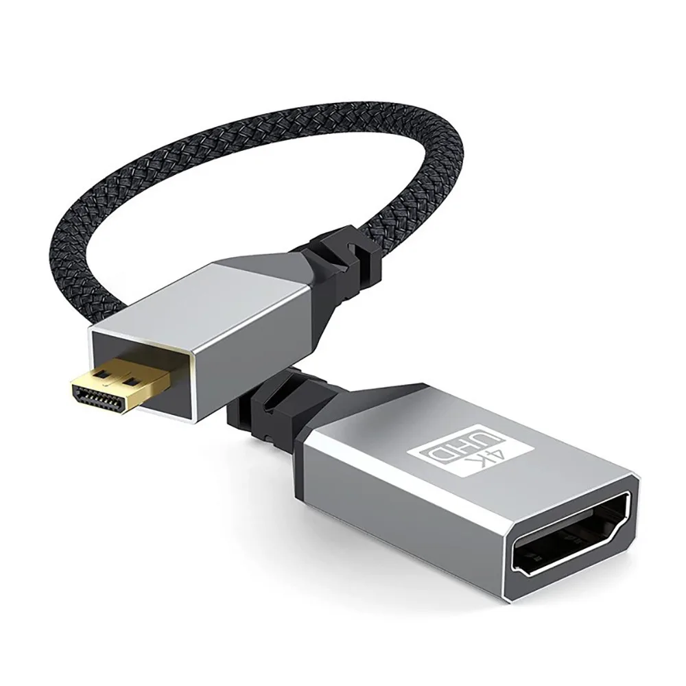 Cable de extensión HD 4K @ 60Hz Micro HDMI 2,0 macho a hembra compatible con HDMI, 0,2 M recto/izquierdo/Derecho/arriba/abajo para cámara inteligente HDTV