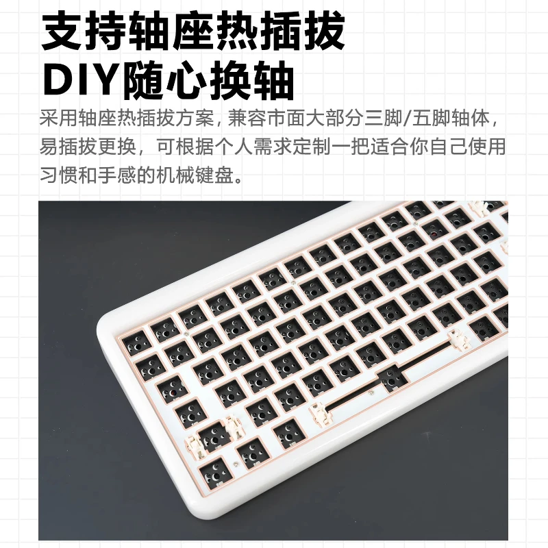 Kit de teclado de resina con diseño 100K y 96%, enchufe caliente RGB 2,4G/Bluetooth/cable, teclado mecánico inalámbrico multimodo personalizado con textura de Jade - imagen 3