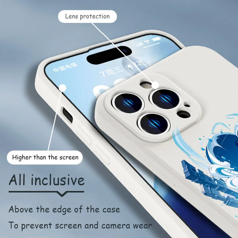 Funda de TPU Genshin Impact para iPhone 14 Pro Max 13 12 Mini 11 ProMax XR XS X 8 7 6 6S Plus SE 2020, carcasa trasera suave de silicona líquida - imagen 3