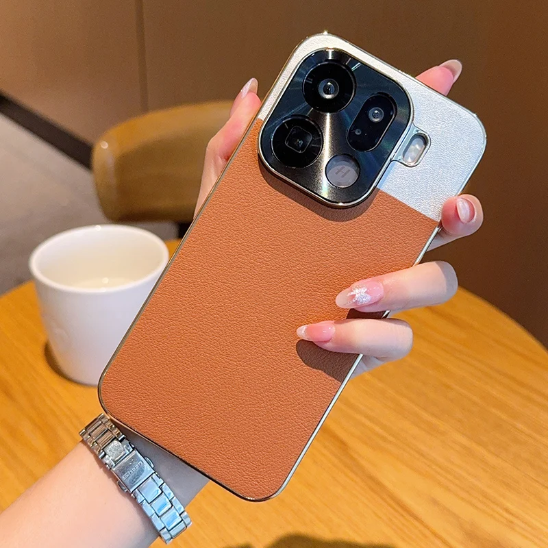 Para OPPO Find X9 Pro funda de lujo de cuero PU revestimiento de piel funda protectora trasera para Find X9 X8 Pro X8 Ultra X8S + carcasa de teléfono