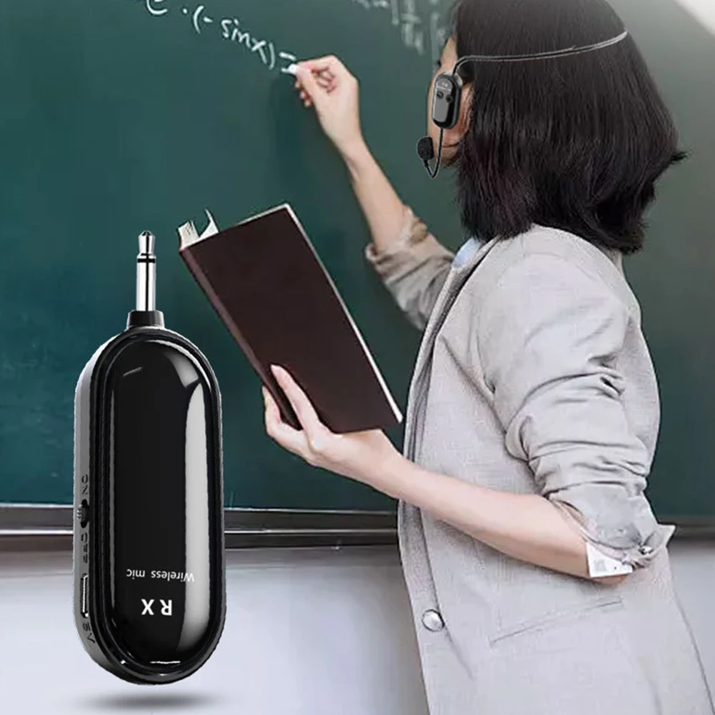 Micrófono de auriculares 2,4G, sistema con micrófono inalámbrico de largo alcance, micrófono de mano 2 en 1 para amplificador de voz, altavoces de escenario, enseñanza - imagen 4