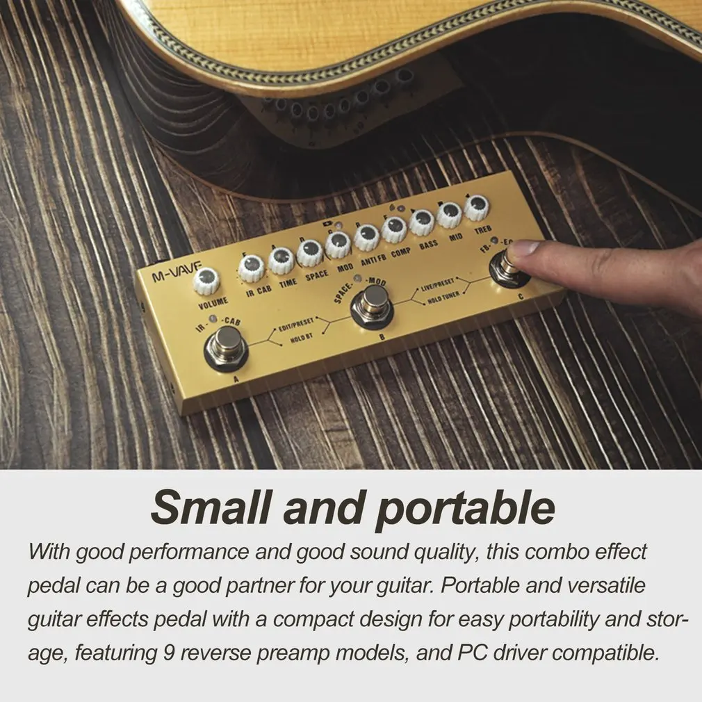 Caliente m-vaves Pedal de guitarra cubo recargable multiefectos retardo coro efecto de reverberación bajo pedales de guitarra acústica Dropshipping - imagen 3