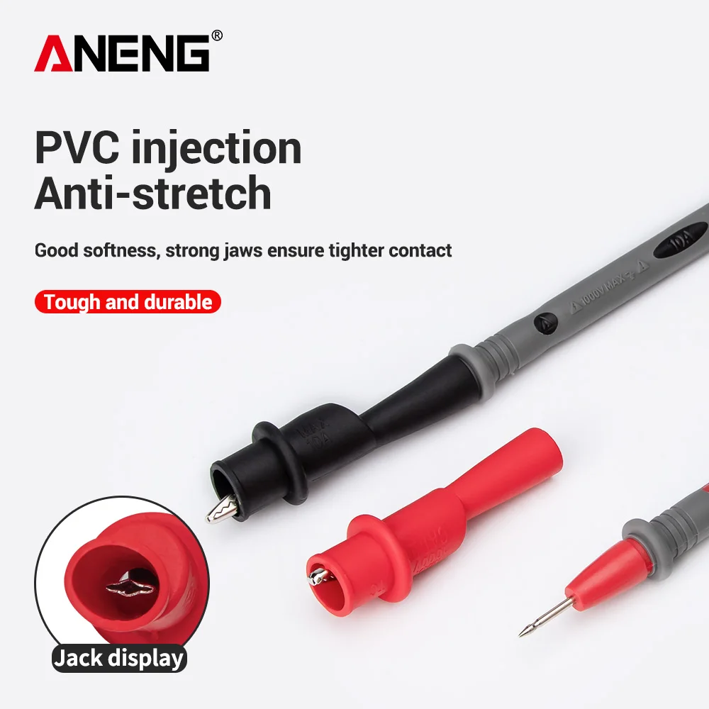 ANENG 1 par de abrazaderas de Clip de prueba de cocodrilo para multímetro, sonda de prueba, abrazadera eléctrica de cocodrilo para medidor de sonda de prueba - imagen 2