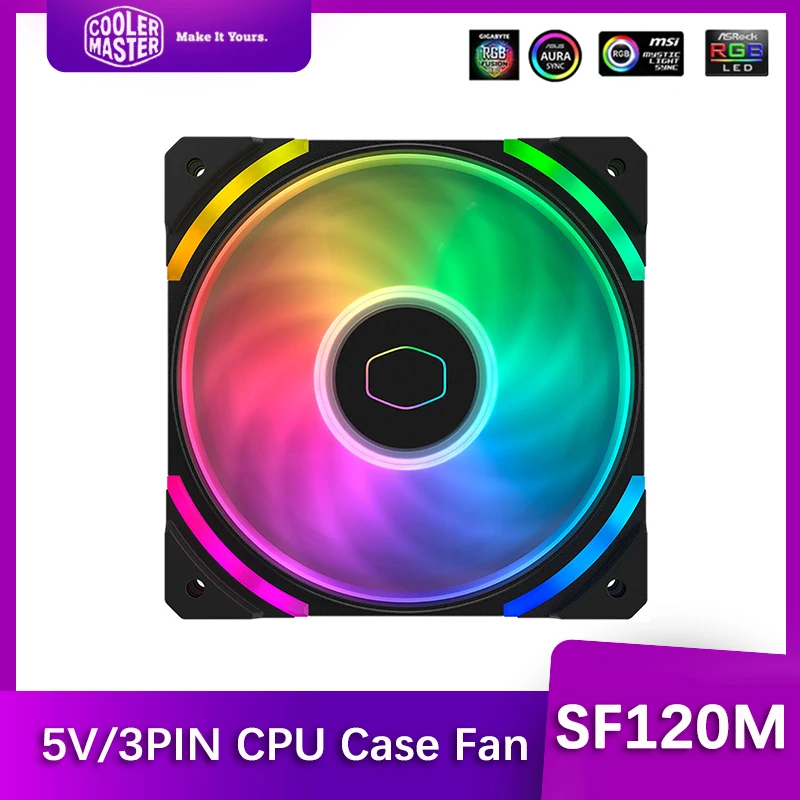 Cooler Master SF120M ARGB 120mm 4Pin PWM funda de ordenador CPU radiador refrigeración por agua silencioso reemplaza el ventilador
