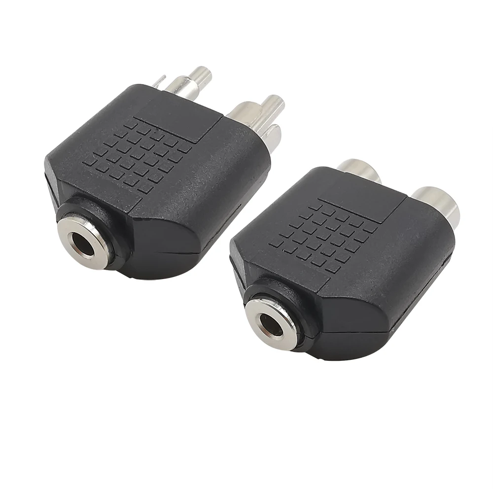 Adaptador de Conector estéreo para altavoz, convertidor de Audio, 1 piezas, 3,5mm, enchufe hembra a 2X RCA macho - imagen 2