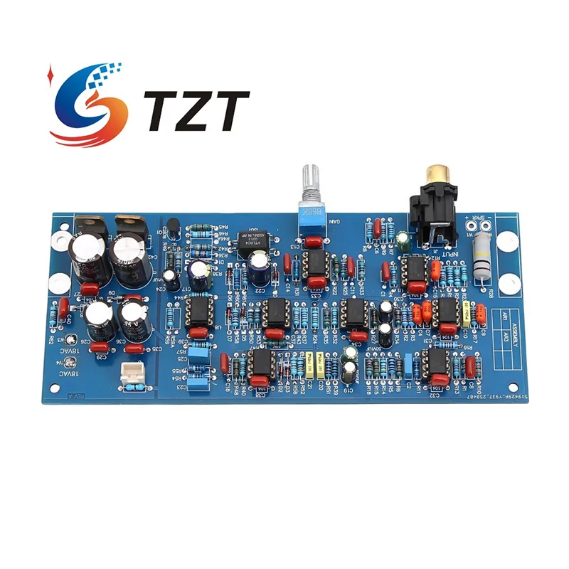 Placa preamplificadora de filtro de subwoofer profesional TZT NE5532x8 Op Amp entrada de nivel alto/bajo con ajuste de ganancia