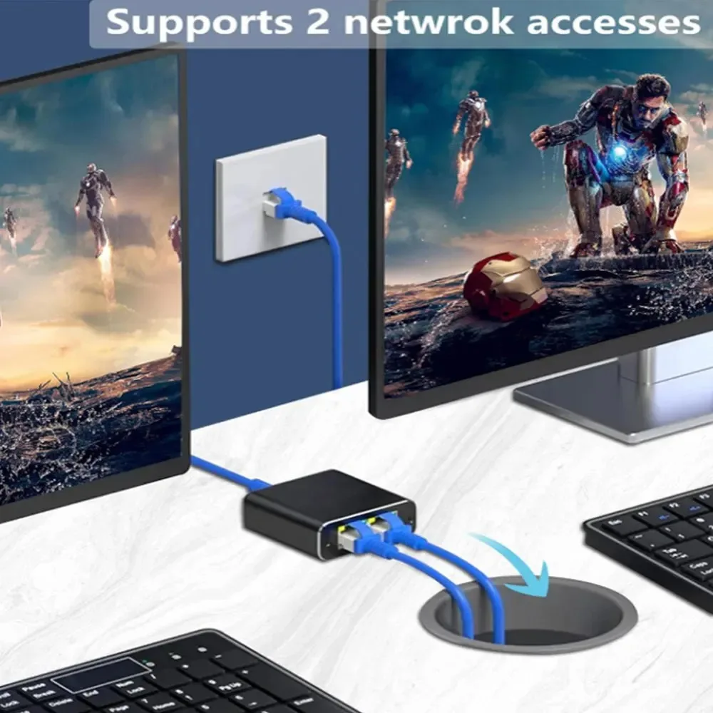 Kebidumei-conmutador Ethernet de 1000Mbps, divisor Rj45, adaptador de extensión LAN Gigabit, conector de red de 1 a 2 para enrutador de TV portátil - imagen 4