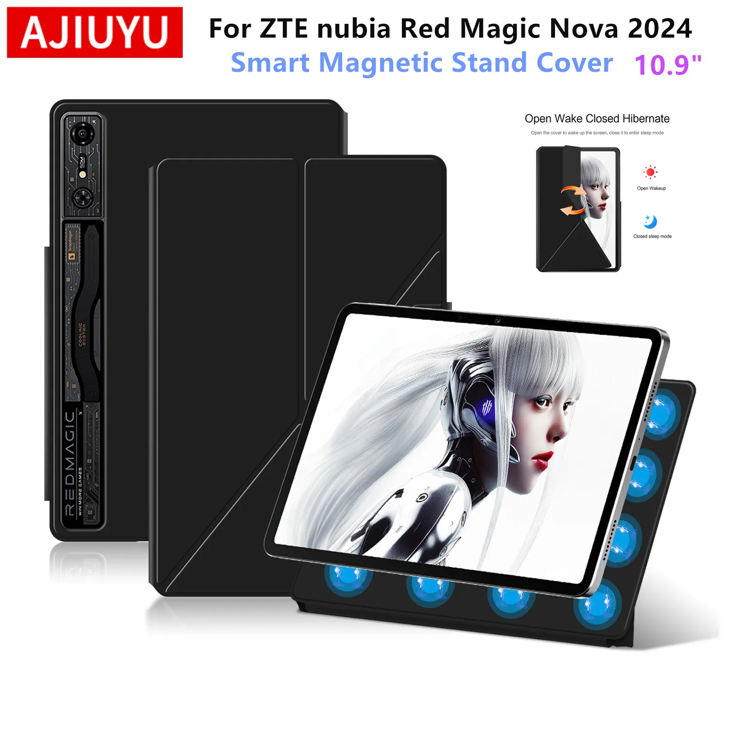 AJIUYU para RedMagic gaming Nova Tablet Pro Samrt funda magnética para Nubia RedMagic Tablet 2a generación 10,9 "funda con soporte para tableta