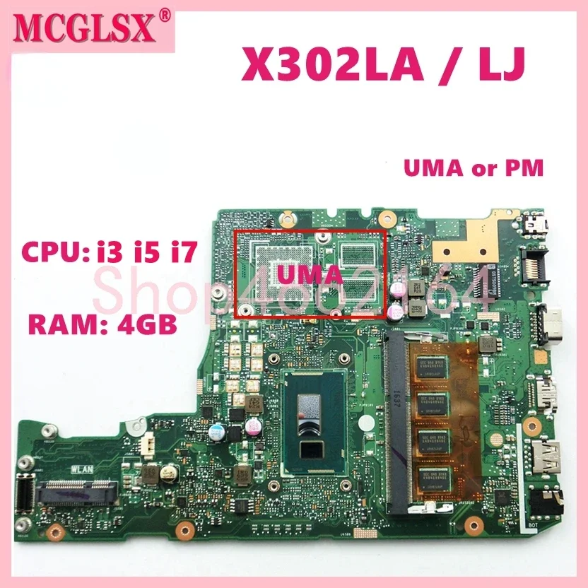Placa base X302LA con CPU i3 i5 i7-4th/5th Gen 4GB-RAM UMA/PM para placa base de ordenador portátil ASUS F302LJ X302LJ X302LA P302LA P302LJ - imagen 2