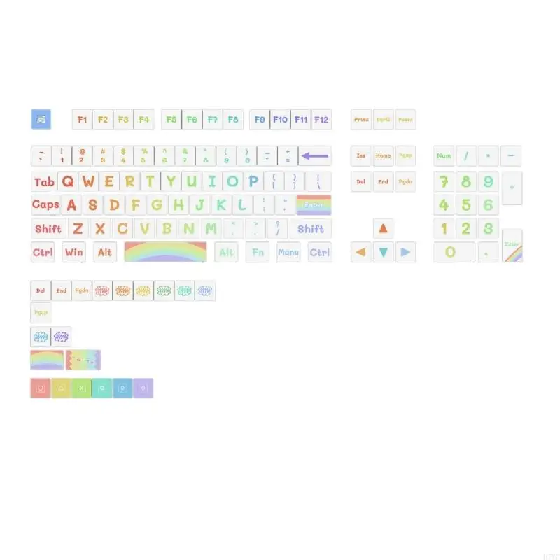 D7YC Rainbow KeyCaps PBT Dye Proceso sublimación KeyCap 125Key MDA Perfil para teclados mecánicos Instalación - imagen 4