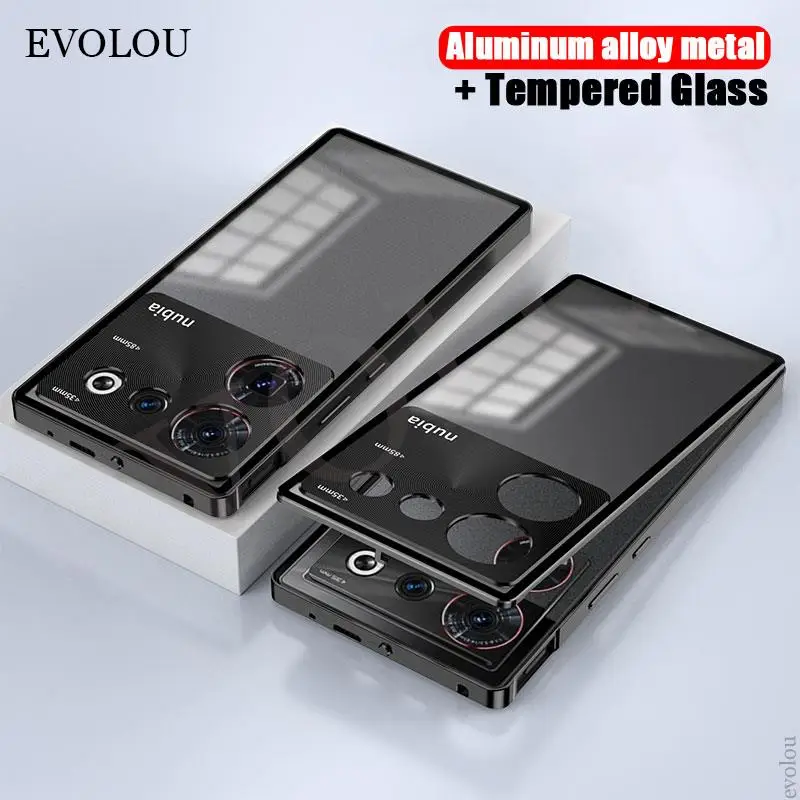 Funda de teléfono a prueba de golpes para ZTE Nubia Z60 Ultra NubiaZ60 Ultra 5G, marco de Metal de aleación de aluminio, parachoques + funda trasera de vidrio templado - imagen 2