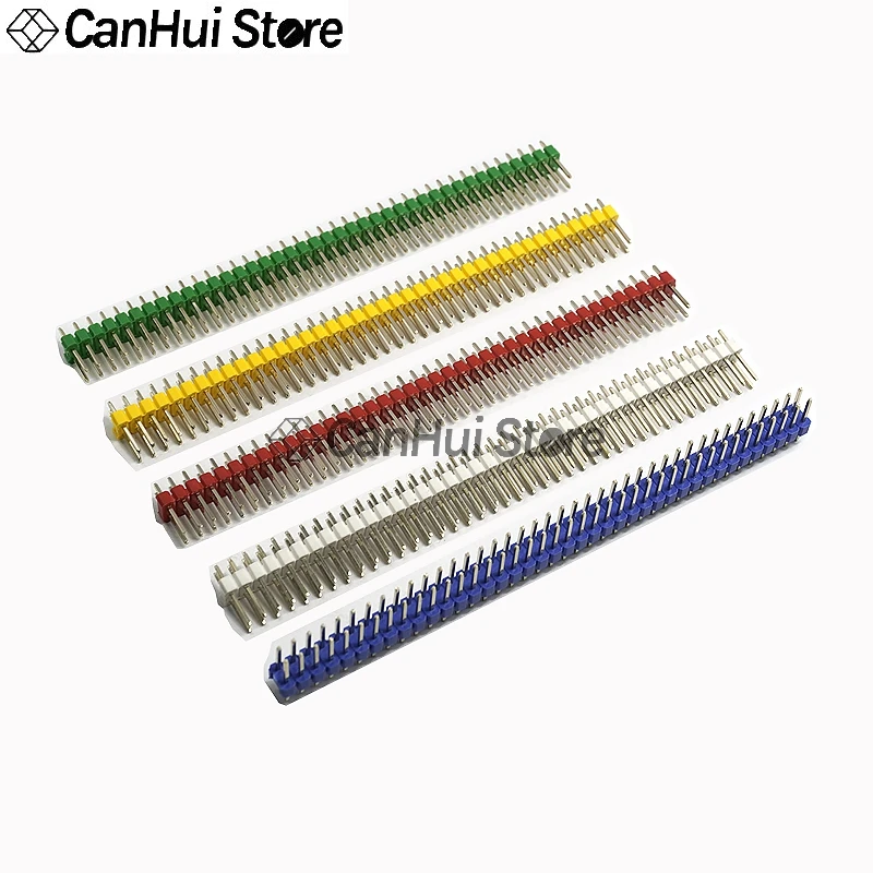 Conector de cabezal de Pin macho, aguja curvada recta de 5/10 piezas, chapado en oro, 2,54mm, 1x40P, 2x40P, 3x40P, 3 filas, 90 grados - imagen 2