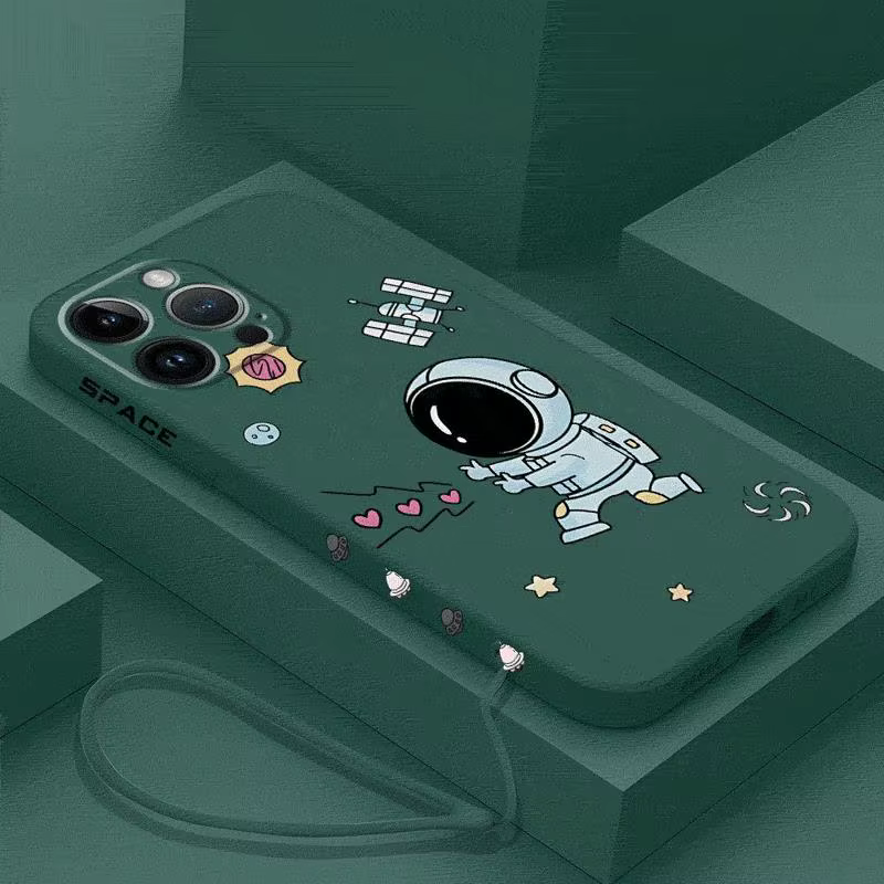 Funda de teléfono con astronauta espacial para Apple, carcasa con cuerda líquida izquierda para iPhone 15 Pro Max 14 13 Pro 11 12 7 8 Plus XS MAX XR 14 Plus - imagen 5