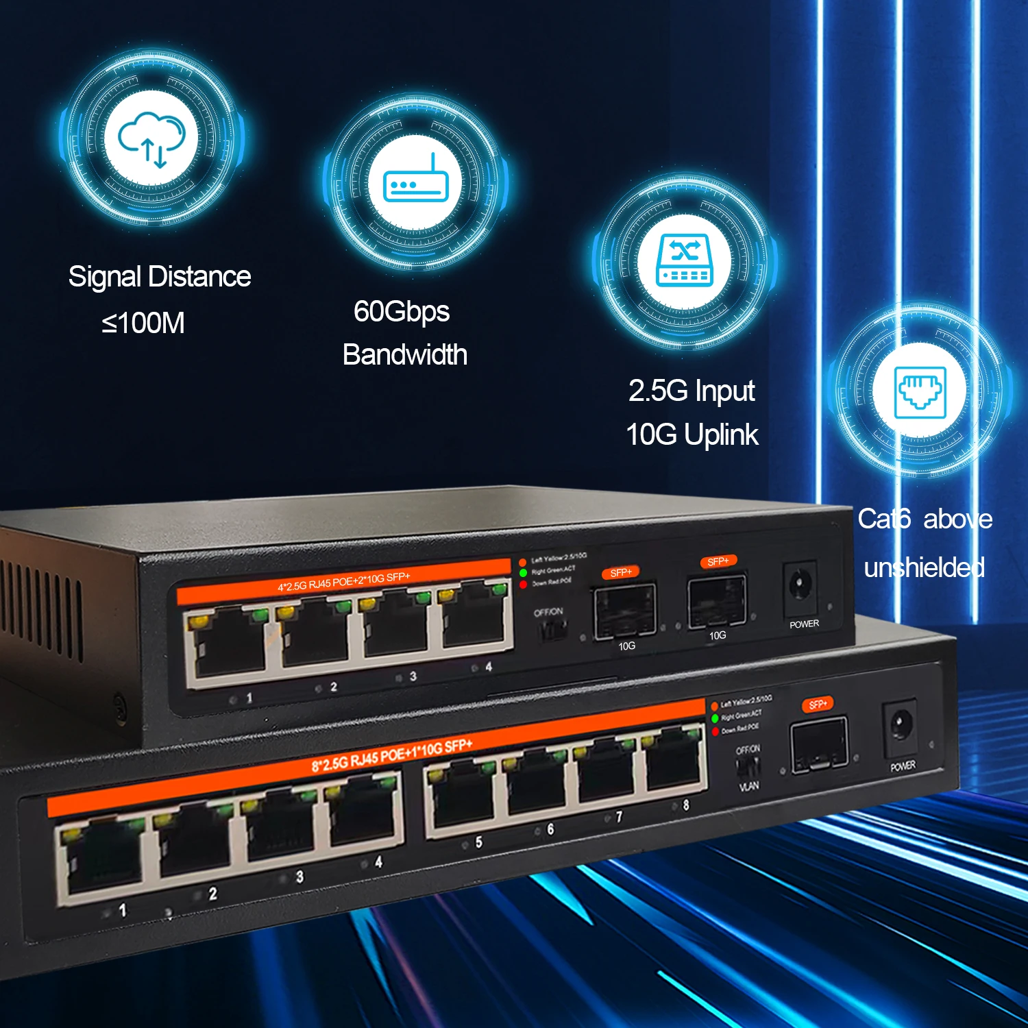 Interruptor Ethernet de red no POE, enchufe europeo de 2,5G, 4 puertos, 8 puertos, concentrador LAN no gestionado, sin ventilador, AI, WTD, Plug and Play para enrutador Wifi - imagen 2