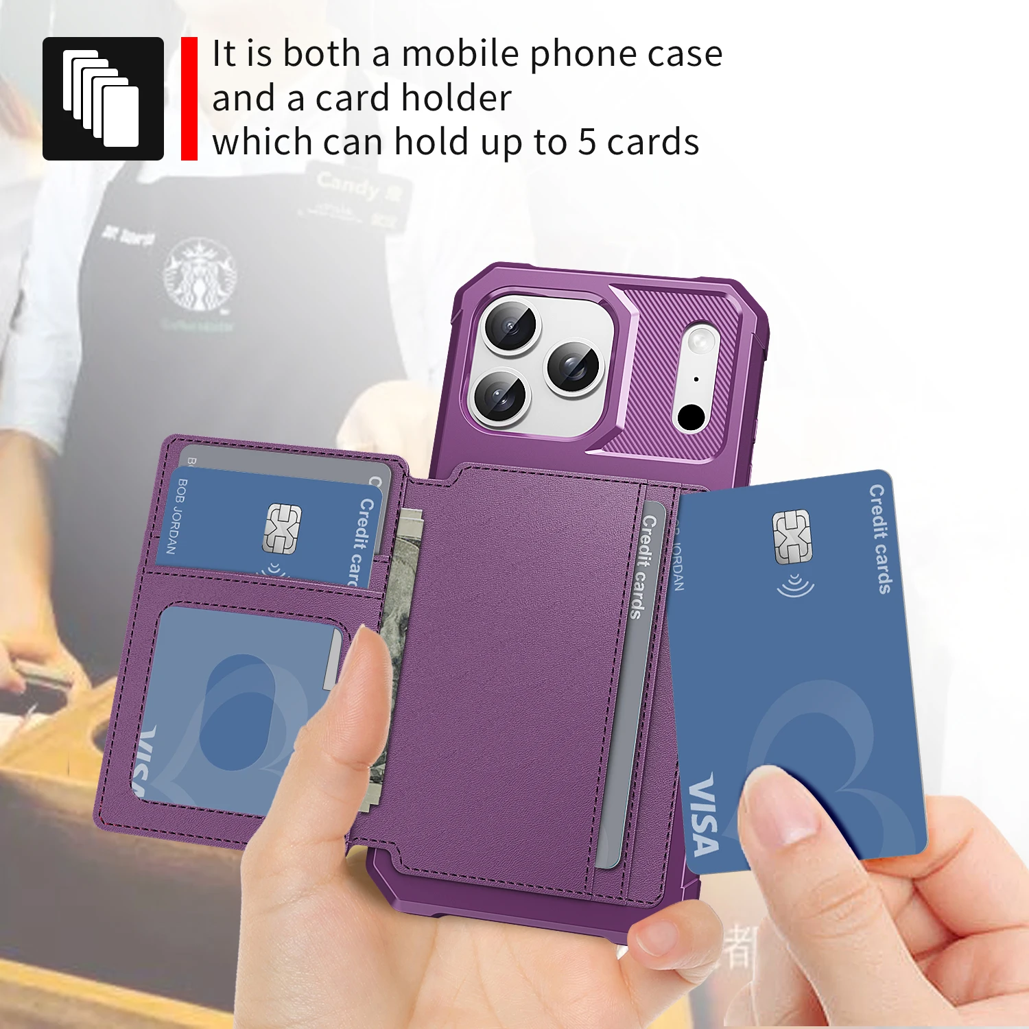 Funda de cuero tipo billetera Solt con tarjetas magnéticas de negocios para iPhone 17 Pro Max 16 Plus Air 15 14 13 12 11, funda ajustada a prueba de golpes - imagen 5