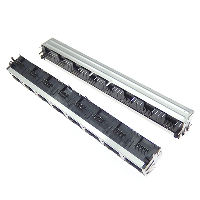 1 Uds 1*8 conector hembra RJ45 8P8C blindado de 8 puertos con LED, módulo de internet de red de montaje PCB con luz - imagen 2