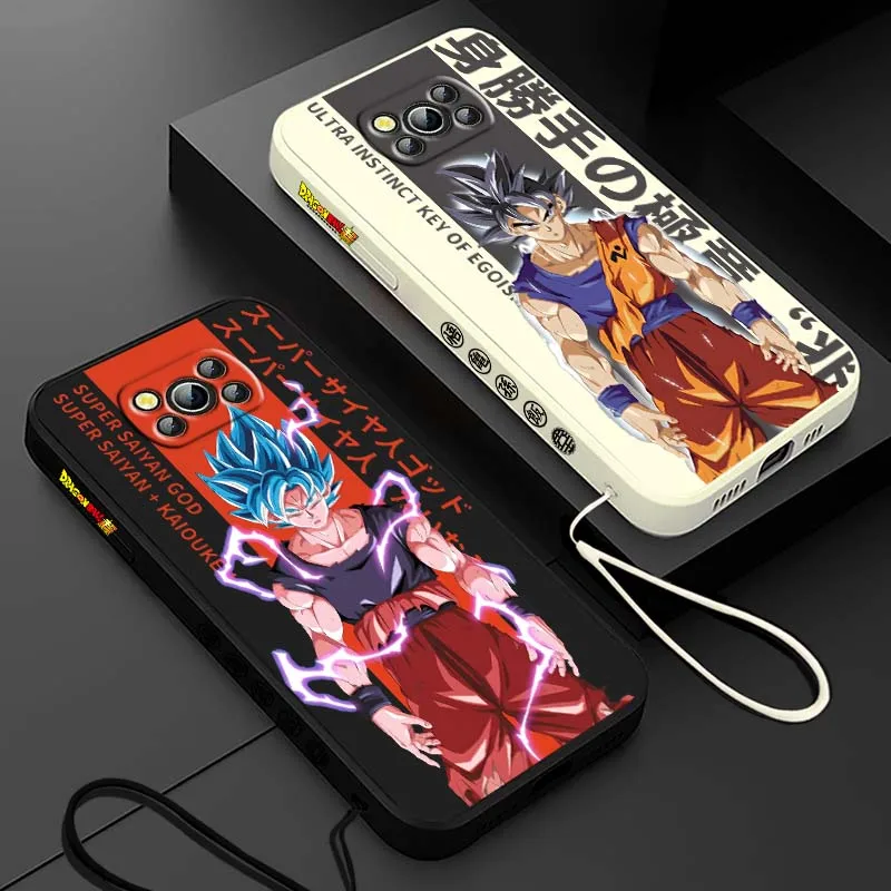 Moda d-dragon Ball Saiyan para Xiaomi Poco X6 X5 X4 X3 M6 M5 M3 F6 F5 F4 F3 GT Pro 5G cubierta de la caja del teléfono de la cuerda izquierda líquida