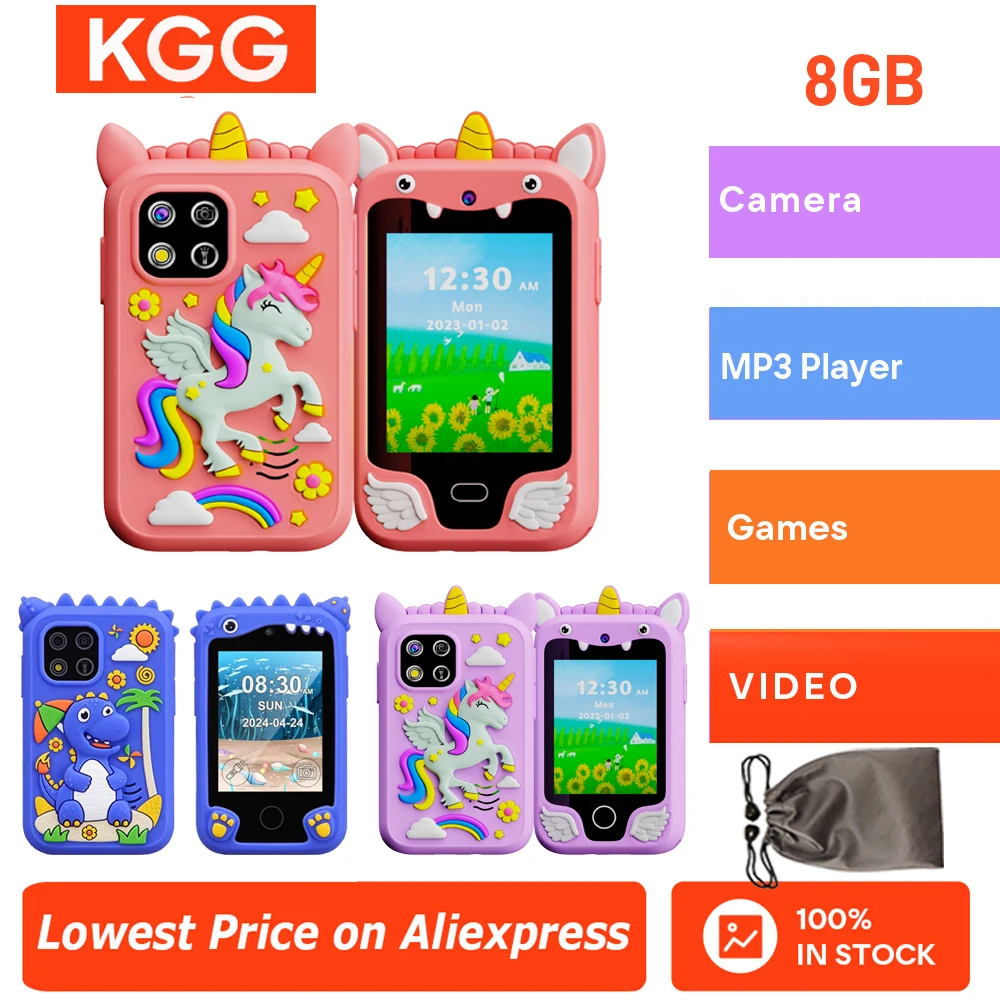 Mini teléfono inteligente para niños, unicornio de dibujos animados, pantalla táctil de 2,8 pulgadas, pista de hábitos de 8G, herramientas educativas móviles para bebés, regalos para festivales de cumpleaños, Juguetes - imagen 2