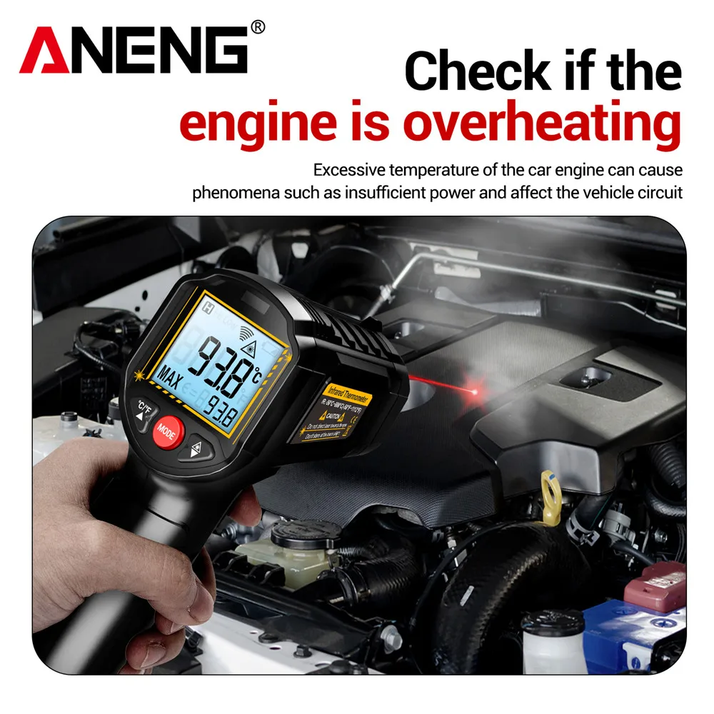 Termómetro infrarrojo de cocina ANENG, medidor de temperatura láser Digital sin contacto, pantalla LCD TH202, herramienta de prueba de pistola de punta pirómetro - imagen 5