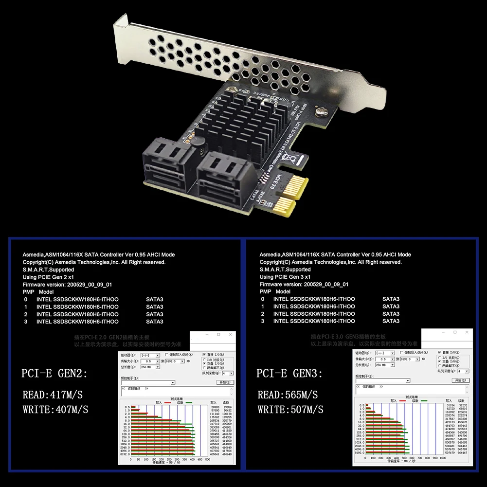 Tarjeta de expansión SATA III PCIe de 4 puertos, adaptador SSD de 6Gbps, PCI-e, PCI Express x1, placa controladora, convertidor de adaptador de tarjeta de expansión - imagen 5