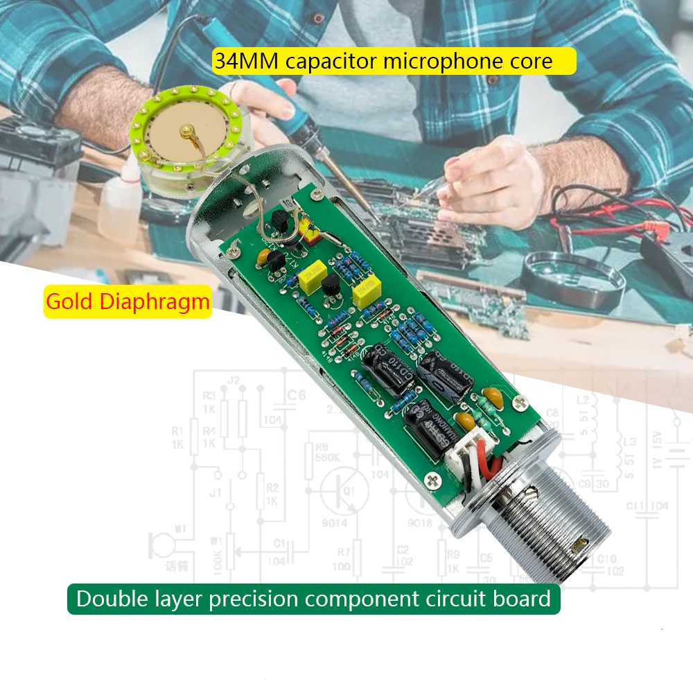 Micrófono de condensador profesional para estudio de grabación, sonido para PC, ordenador portátil, soporte de Karaoke con cable, Mikrofon, Audio Sing Mike - imagen 4