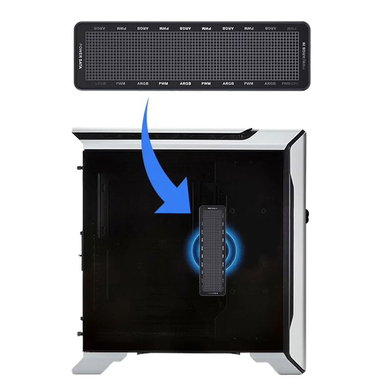 Coolcirc HC-10P Controlador de concentrador ARGB y PWM 2 en 1, 1 a 10 puertos, montaje magnético, para sistema de iluminación y refrigeración de ventilador con cubierta de PC - imagen 2