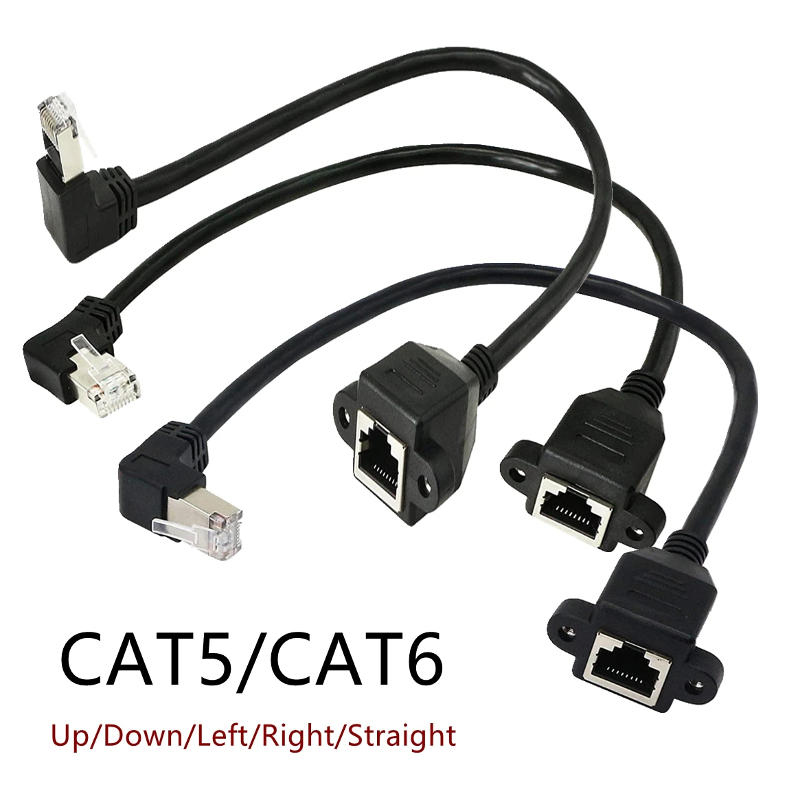 Cable de extensión de red Cat 6e RJ45 5e macho a hembra tornillo montaje en Panel cable LAN Ethernet 1ft 2ft 3ft 5ft 6ft 15ft 30cm 3M 1m