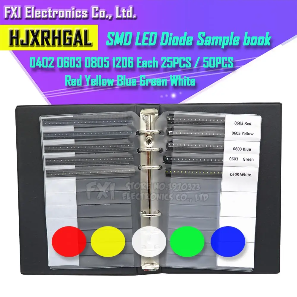 20 valores 600/1200 Uds SMD LED libro de muestra de diodo 0402 0603 0805 1206 rojo amarillo azul verde blanco lámpara emisora de luz cuenta 20 valores