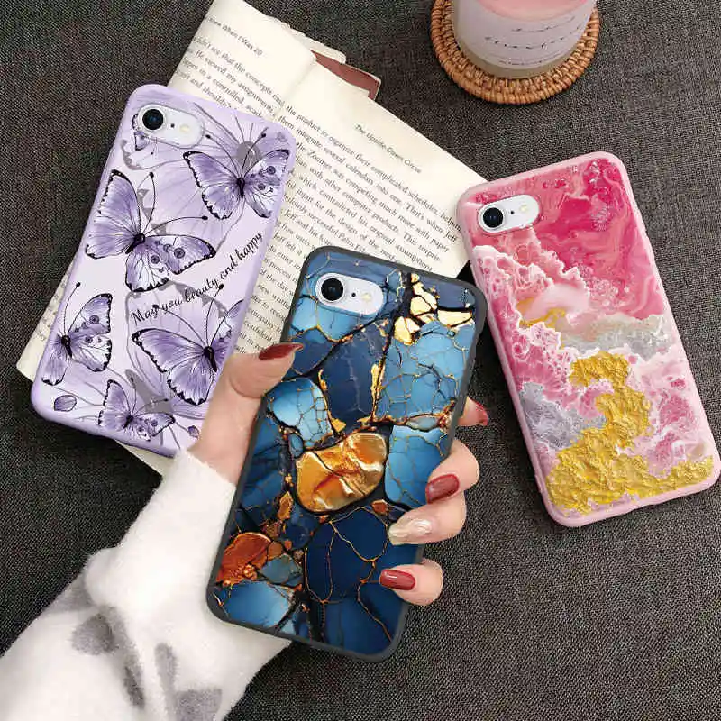 Funda para iphone 6, 6S, 7, 8 Plus, SE 2020, 2022, X, XS, MAX, XR, 11, 12 Pro Max, Mini funda de teléfono con flores pintadas - imagen 3