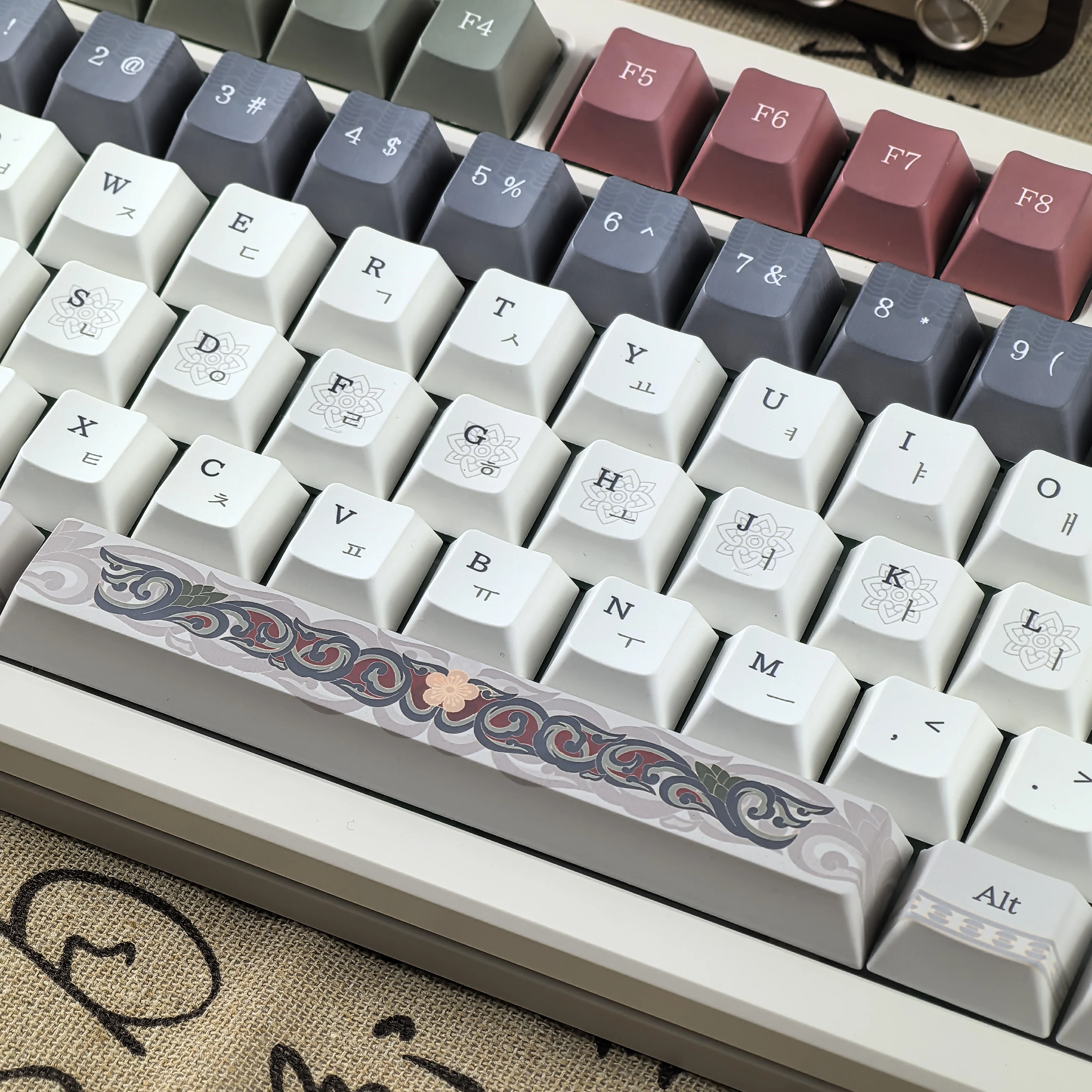 Cherry coreano Keycap Gyeongbokung Palace Moa Pbt arquitectura antigua Vintage Retro teclado Keycap para Aula 75/F87/F99 - imagen 3