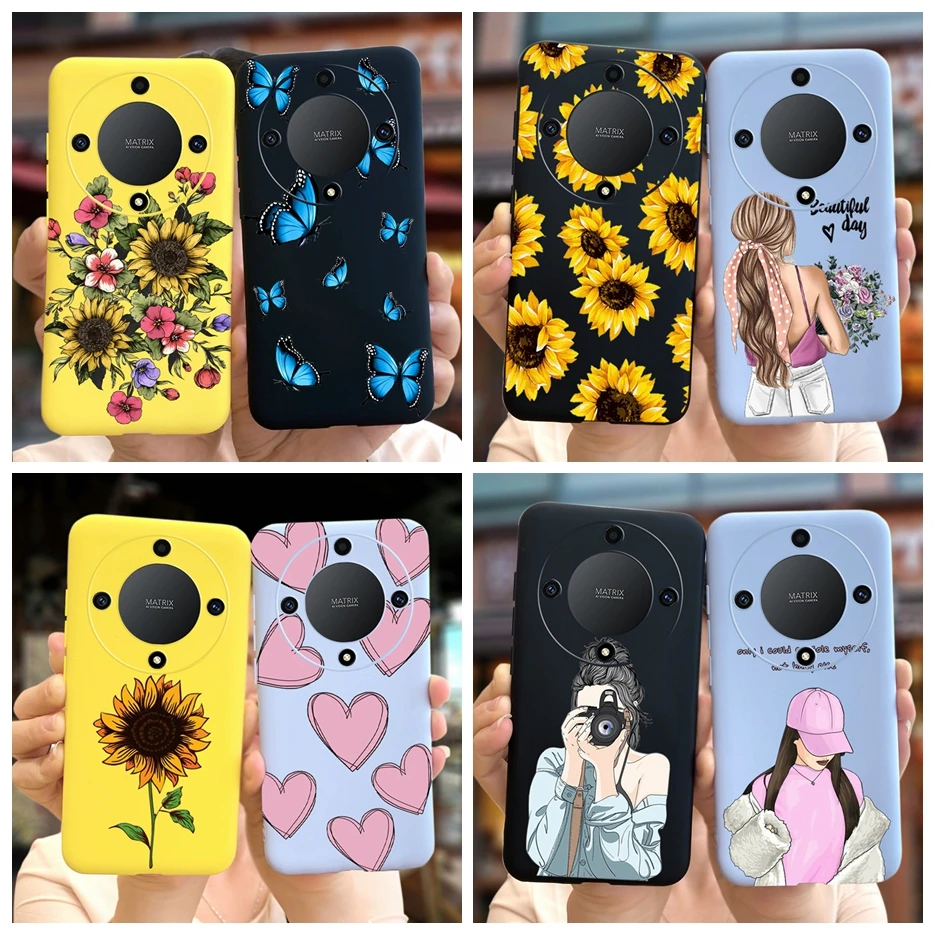 Para Honor X9a 5G funda Magic5 Lite hermosa chica flor cubierta suave TPU funda de teléfono para Honor Magic 5 Lite HonorX9a RMO-NX1 parachoques