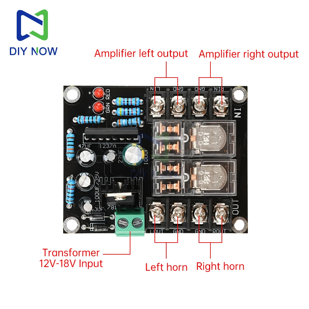 Placa de protección de altavoz AC 12-18V UPC1237, placa de protección de altavoz de relé paralelo Dual, fuente de alimentación independiente - imagen 4