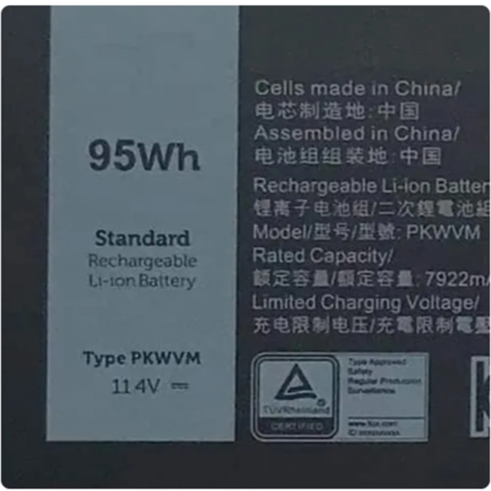 PKWVM-batería Original para ordenador portátil Dell Precision 7550, 7560, 7750, 7760, 95WH, C903V, 68WH, CR72X, 17C06, 447VR, 68ND3, J0VNR - imagen 2