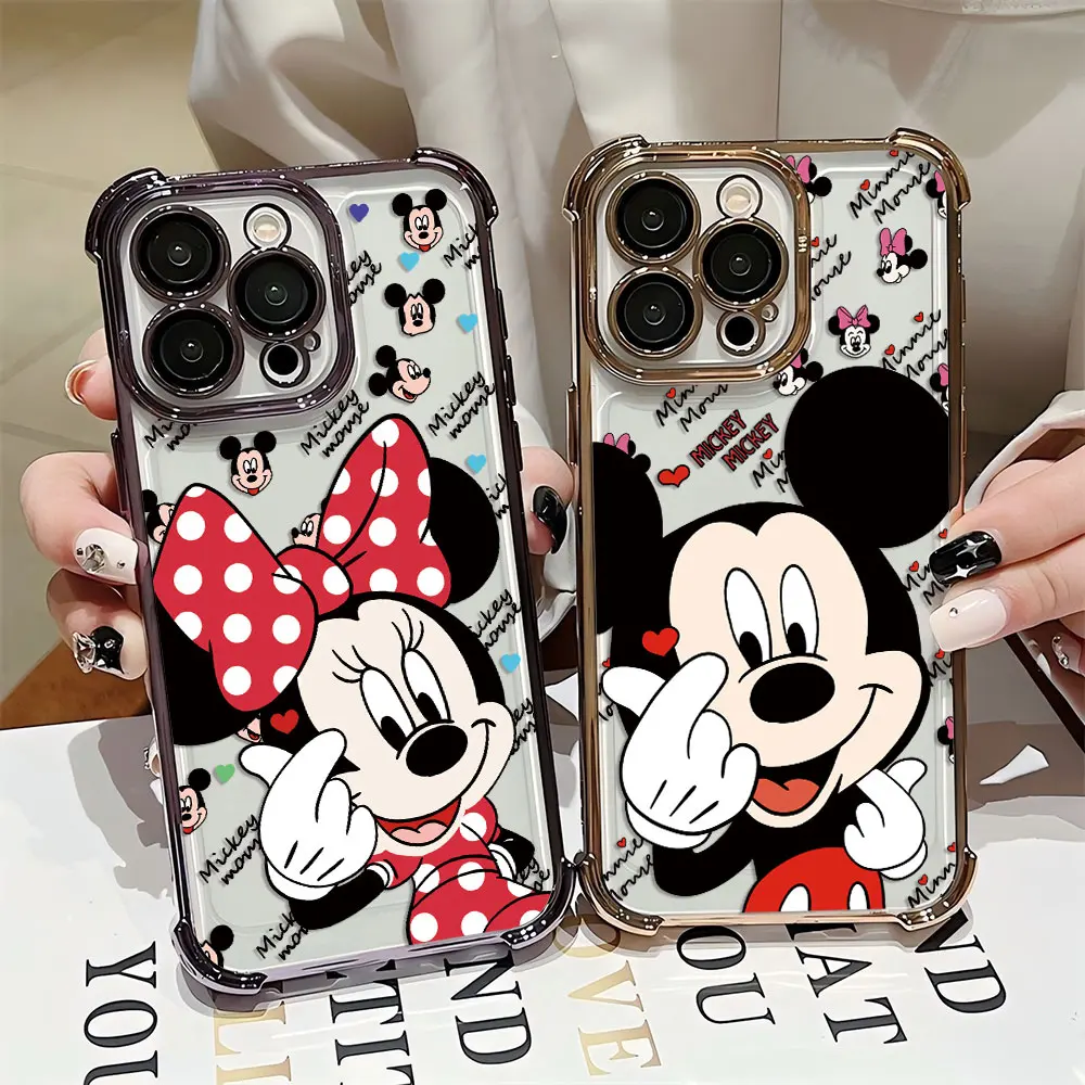 Funda chapada de Mickey Minnie a la moda para iPhone 16 15 14 13 12 11 Pro Max X XR XSMax 7 8 Plus, funda trasera anticaída Airabag - imagen 2