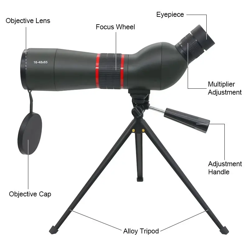 Telescopio telescopio 16-48 × 65 con Zoom potente Monocular FMC BAK4 resistente al agua para observación de aves tiro con trípode - imagen 5