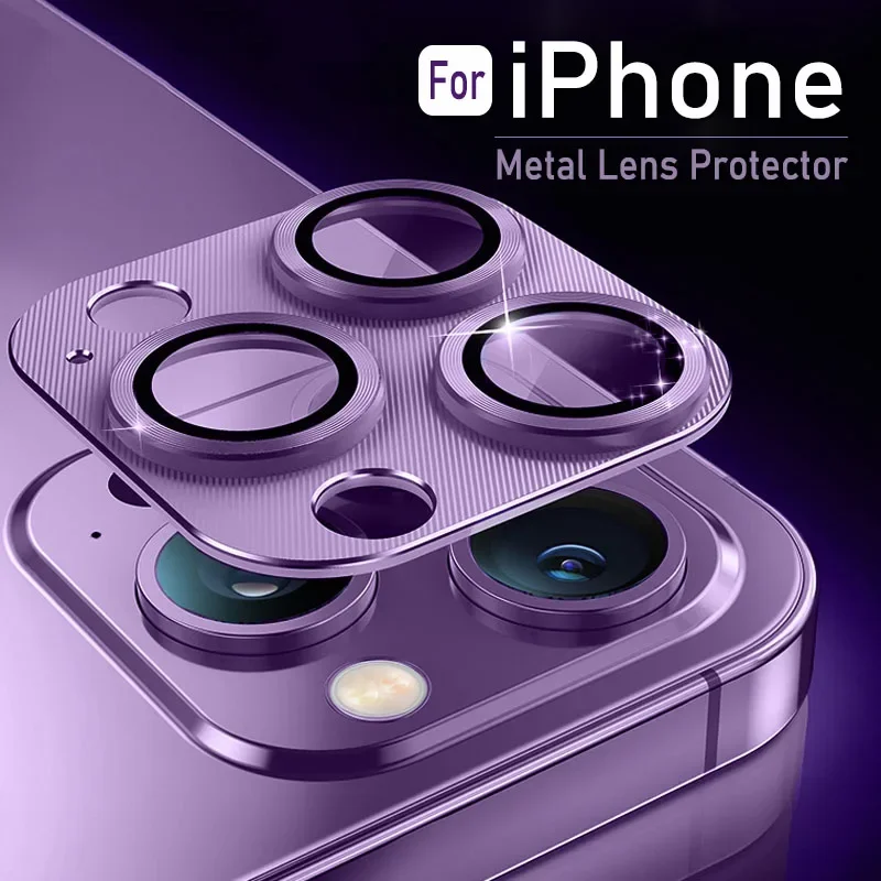 Para IPhone 14 15 16Pro Max Metal + cubierta protectora de lente de vidrio para IPhone 14 Plus 12 13 Mini 11 Pro Max película protectora de cámara