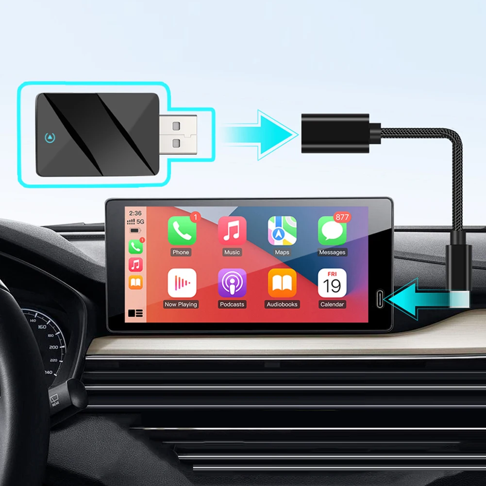 Adaptador inalámbrico CarPlay Android Auto 2 en 1, Dongle USB, Mini caja, adaptador Carplay inalámbrico para coche con cable a Carplay inalámbrico - imagen 3