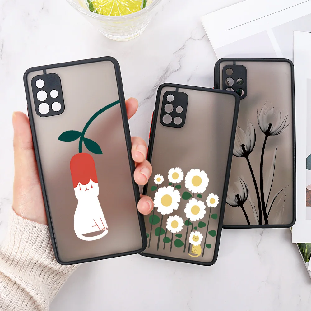 Funda dura de flores mate para Samsung, A55, 5G, A35, 5G, A54, A53, A52, A34, A33, A14, A13, A05, A12, A22, A23, A32, A51, A72, A73, M31 - imagen 3