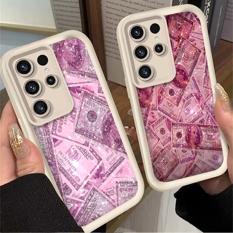 Funda blanda rosa brillante con billetes de dólar para Samsung Galaxy S24 S23 S25 Ultra S22 S21 Plus FE A56 A36 A26 A16 A06 A15 A25 A35 A55 5G - imagen 2