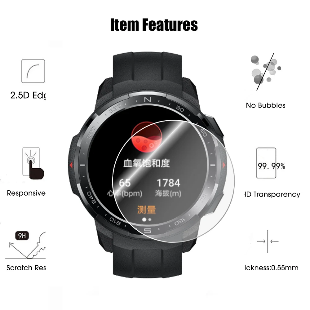 Vidrio templado para Huawei Honor Watch GS Pro, película protectora de pantalla 9H, película protectora transparente para reloj inteligente Honor GS Pro - imagen 3