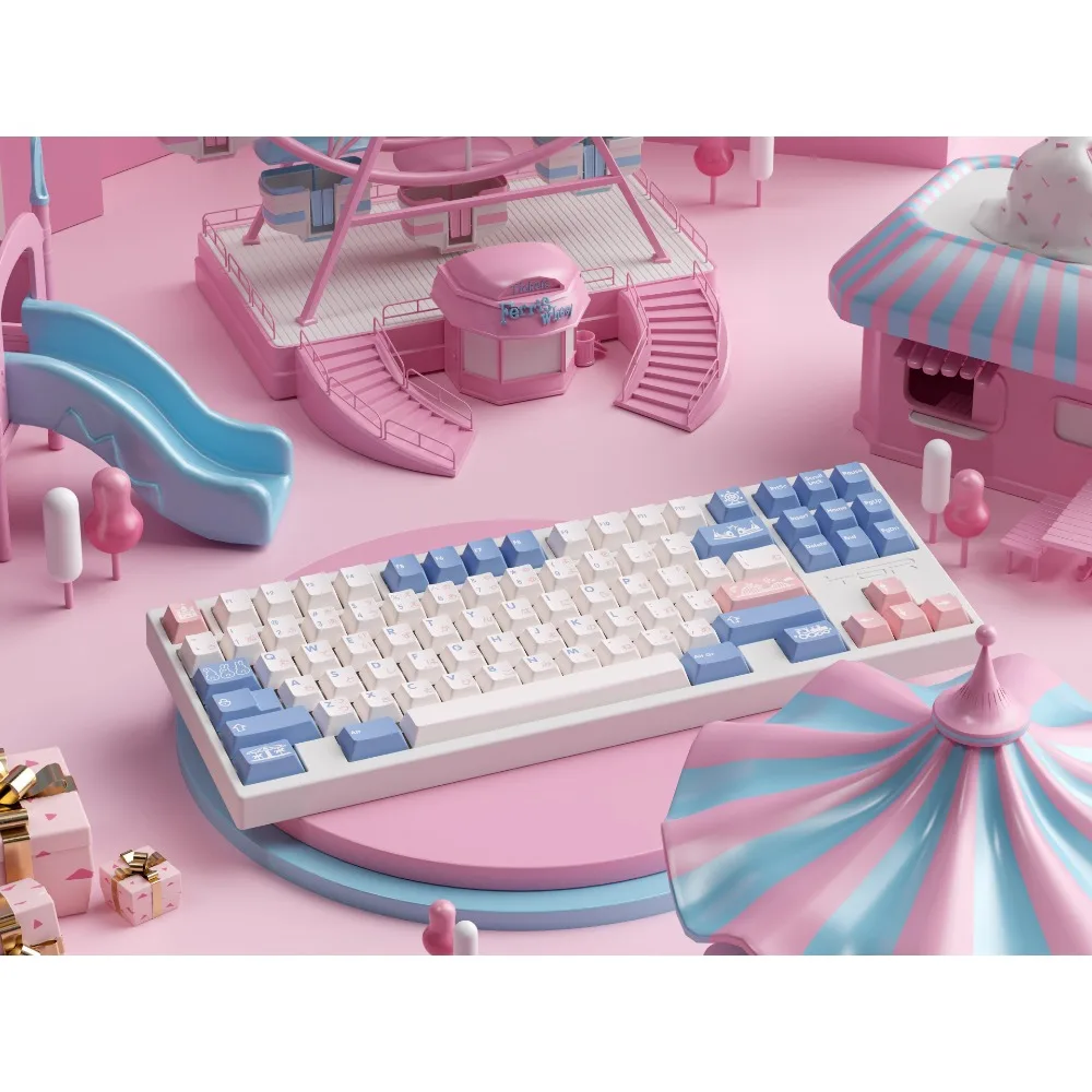 Domikey Gift-Juego de teclas V2, teclas personalizadas de tres colores con perfil de cereza, ABS, bonitas teclas para teclado mecánico, 68/75/84/87/98 teclas