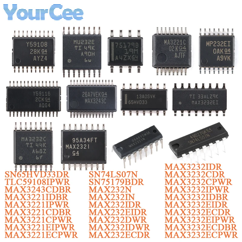2 uds TLC59108IPWR TSSOP-20 TLC59116IPWR TSSOP-28 TLC59108 TLC59116 Chip controlador MAX232 MAX3221 MAX3232 MAX3243 SN74LS07N SN75179