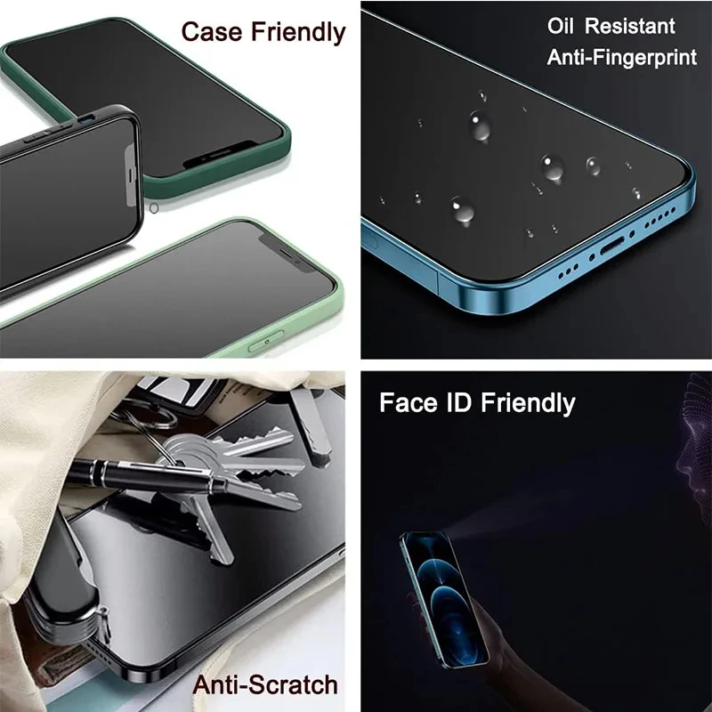 4 Uds protectores de pantalla de privacidad para iPhone 15 13 11 12 14 Pro Max Mini vidrio templado antiespía para iPhone X XS Max XR vidrio - imagen 4